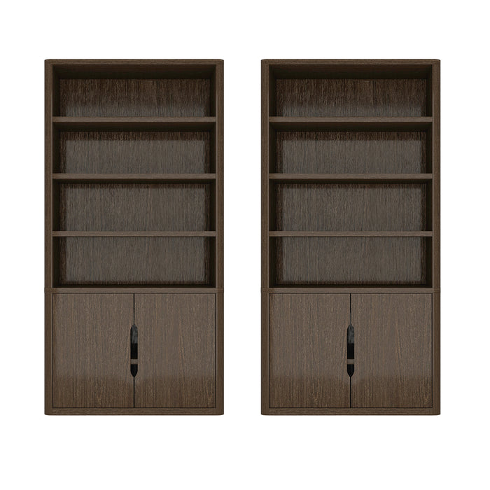 Rivington Modern 40" Bookcase Cabinet in Walnut - Set of 2