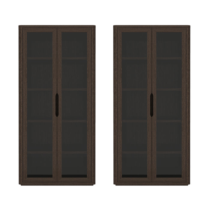 Rivington Modern 38" Bookcase Cabinet in Walnut - Set of 2