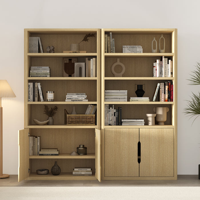 Rivington Modern 40" Bookcase Cabinet in Natural Oak - Set of 2