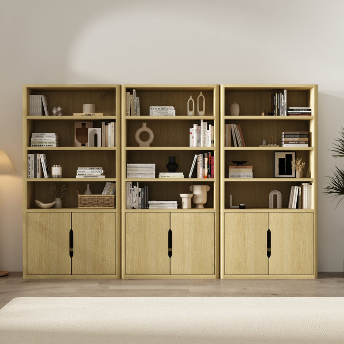 Rivington Modern 40" Bookcase Cabinet in Natural Oak - Set of 3