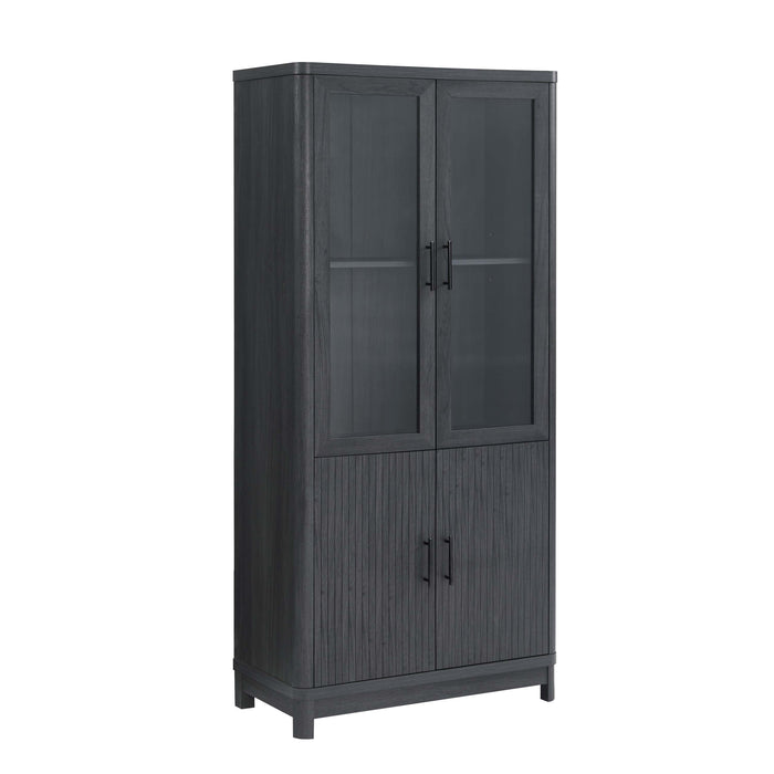 Jodie Mid-Century Modern 31" Bookcase Cabinet in Charcoal Gray (6-Shelf) - Set of 3