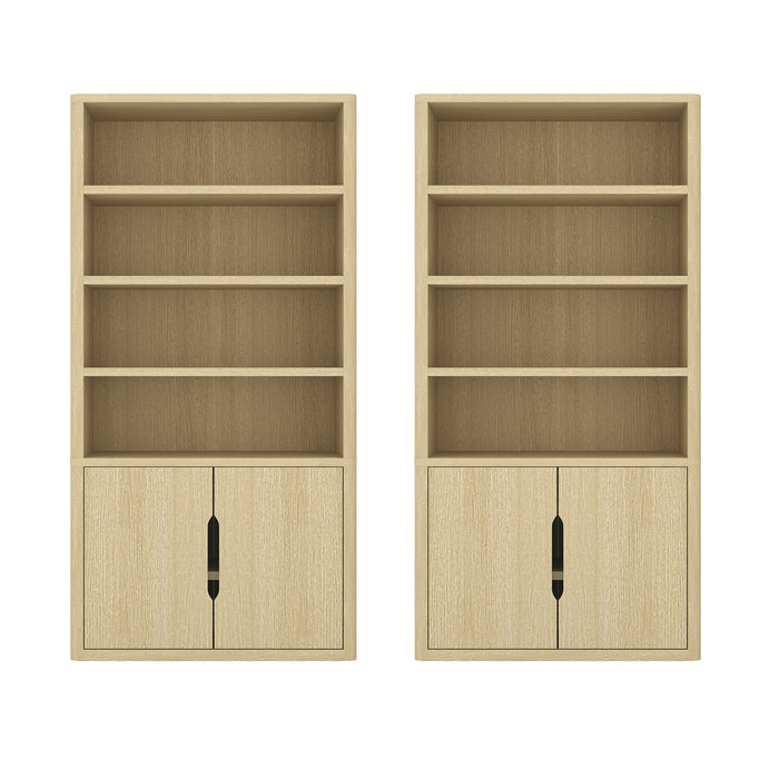 Rivington Modern 40" Bookcase Cabinet in Natural Oak - Set of 2