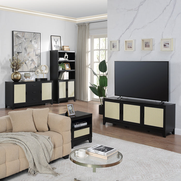 Sheridan Mid-Century Modern 31" Bookcase Cabinet in Black (7-Shelf)