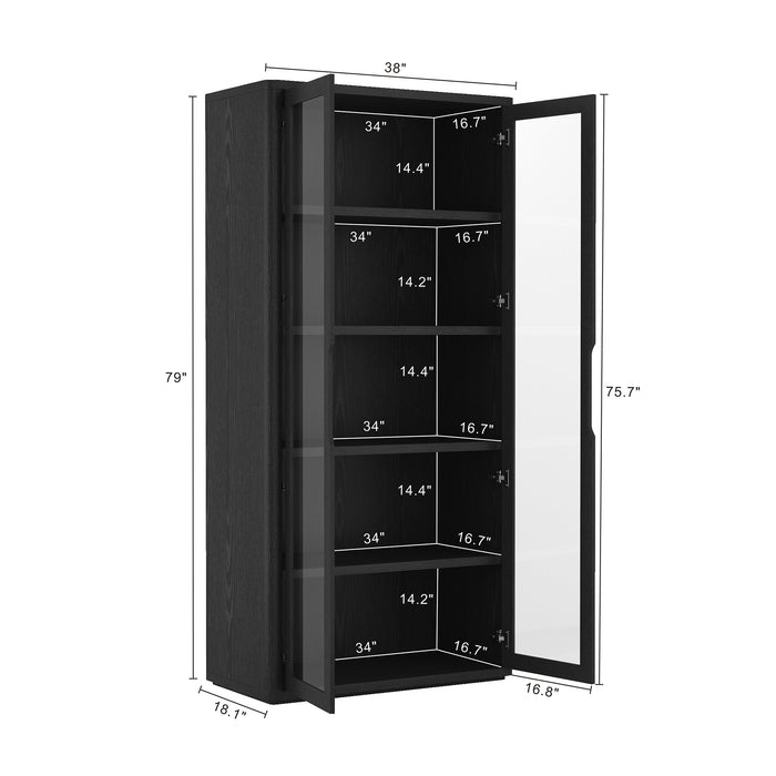 Rivington Modern 38" Bookcase Cabinet in Black - Set of 2