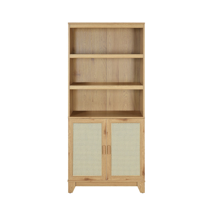 Sheridan Mid-Century Modern 31" Bookcase Cabinet in Natural (7-Shelf)
