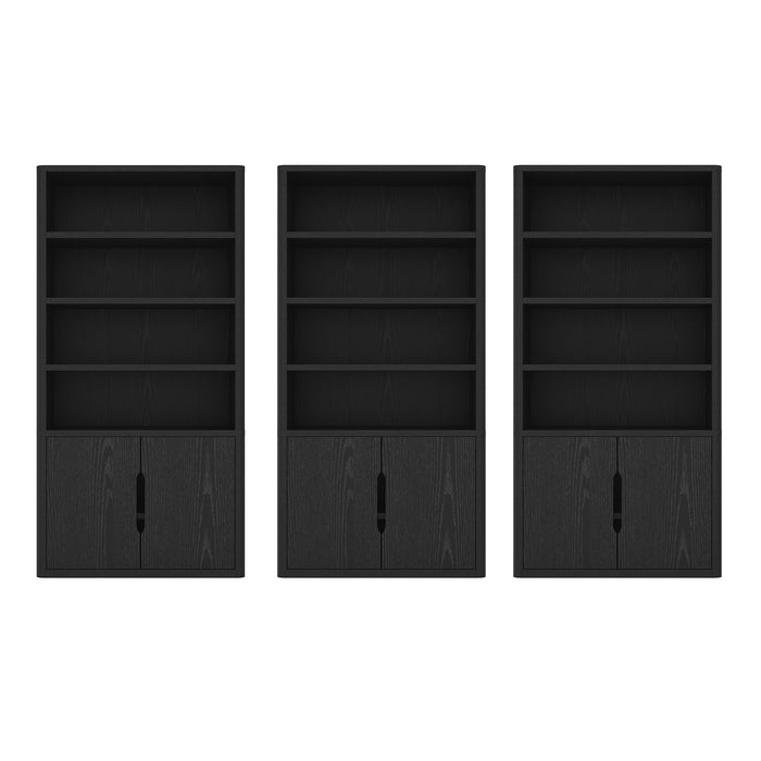 Rivington Modern 40" Bookcase Cabinet in Black - Set of 3