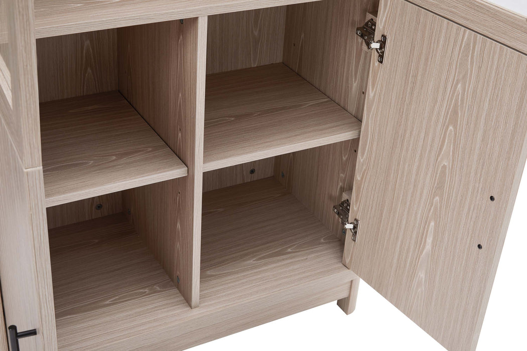 Jodie Mid-Century Modern 31" Bookcase Cabinet in Whitewashed Oak (6-Shelf) - Set of 3