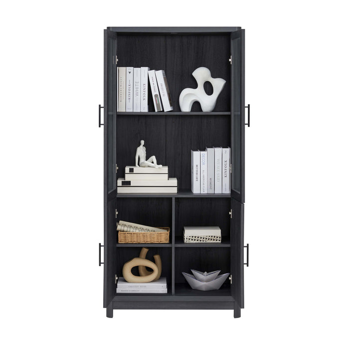 Jodie Mid-Century Modern 31" Bookcase Cabinet in Charcoal Gray (6-Shelf)
