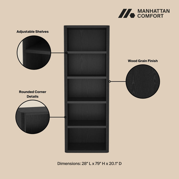 Rivington Modern 28" Open Bookcase in Black - Set of 2