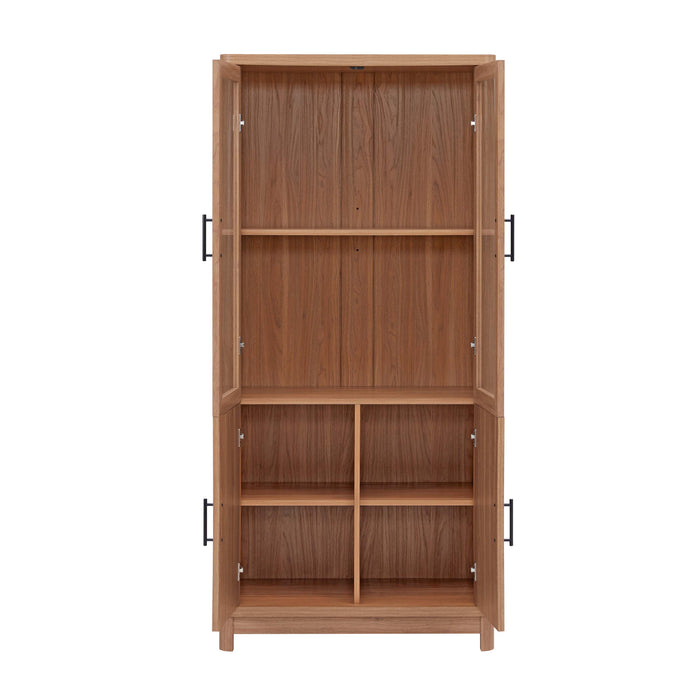 Jodie Mid-Century Modern 31" Bookcase Cabinet in Maple (6-Shelf) - Set of 3