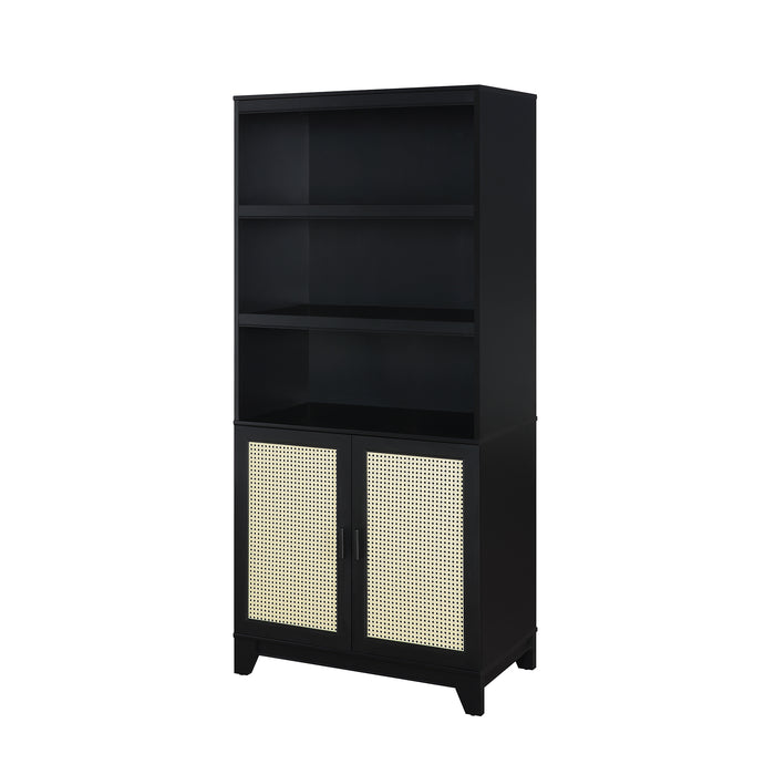 Sheridan Mid-Century Modern 31" Bookcase Cabinet in Black (7-Shelf)