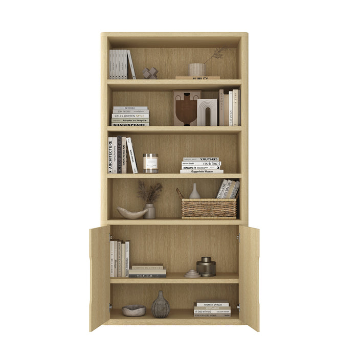 Rivington Modern 40" Bookcase Cabinet in Natural Oak - Set of 2