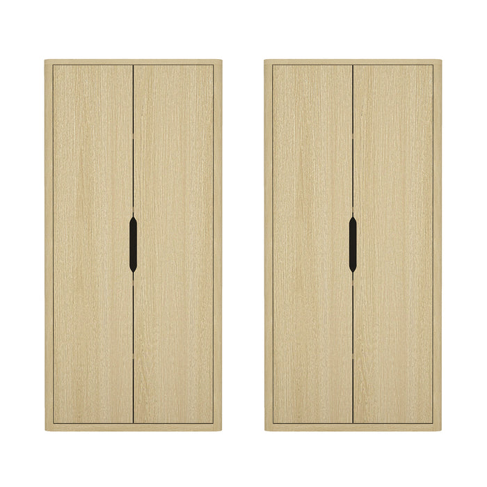Rivington Modern 38" Bookcase Cabinet in Natural Oak - Set of 2