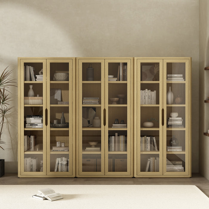 Rivington Modern 38" Bookcase Cabinet in Natural Oak - Set of 3