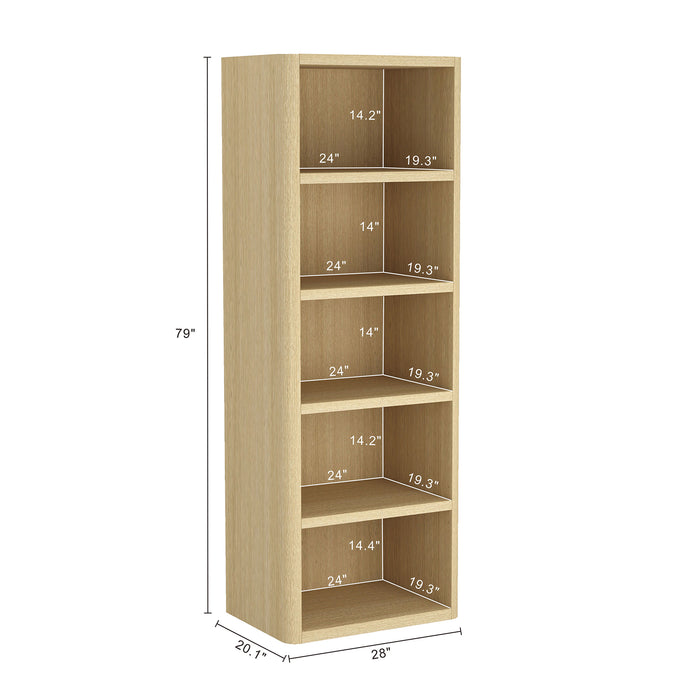 Rivington Modern 28" Open Bookcase in Natural Oak - Set of 2