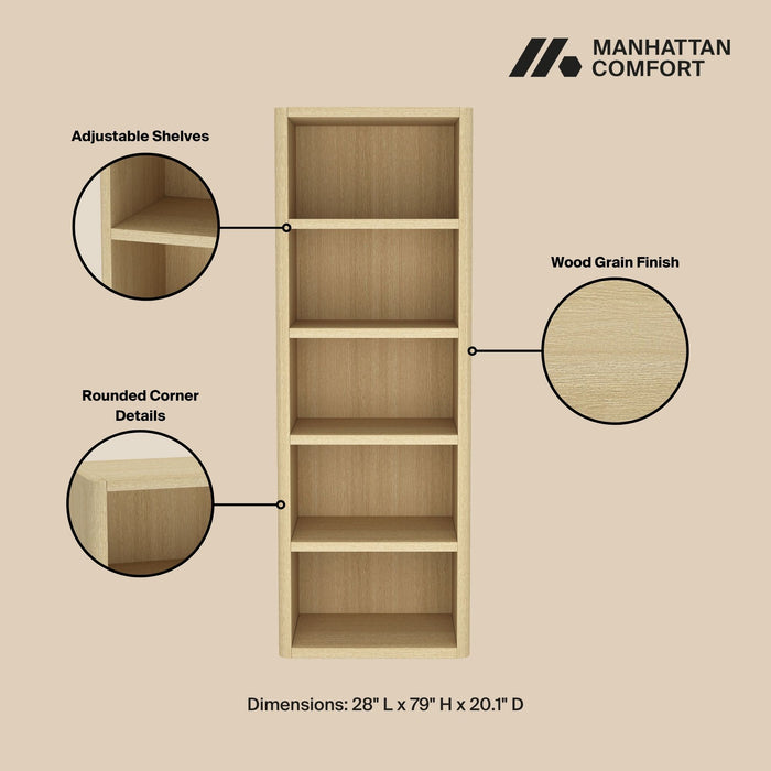 Rivington Modern 28" Open Bookcase in Natural Oak - Set of 3