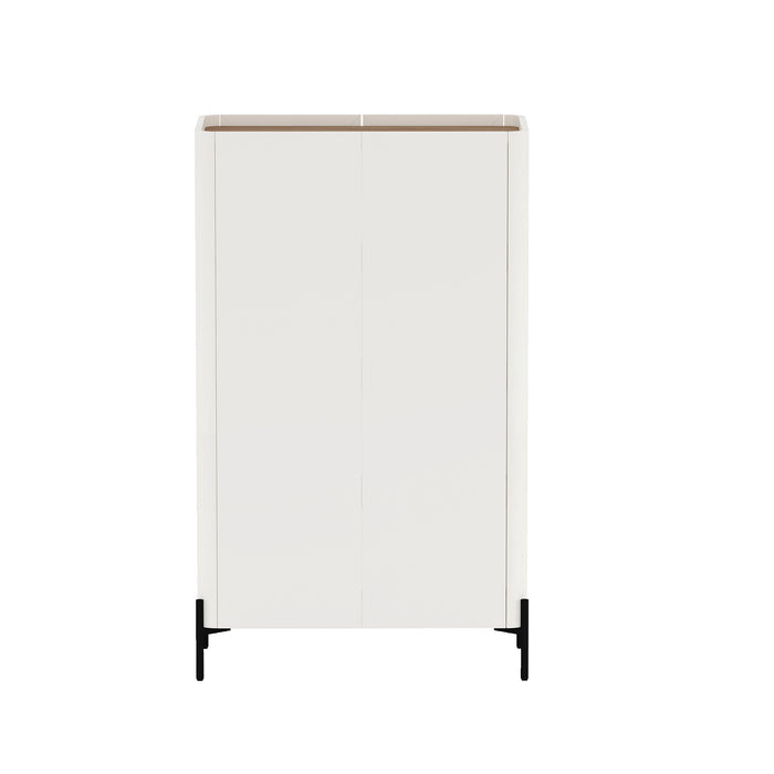 Abbey Modern 2-Piece Buffet and Bookcase in Maple and Off White