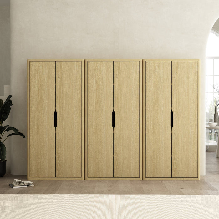 Rivington Modern 38" Bookcase Cabinet in Natural Oak - Set of 3