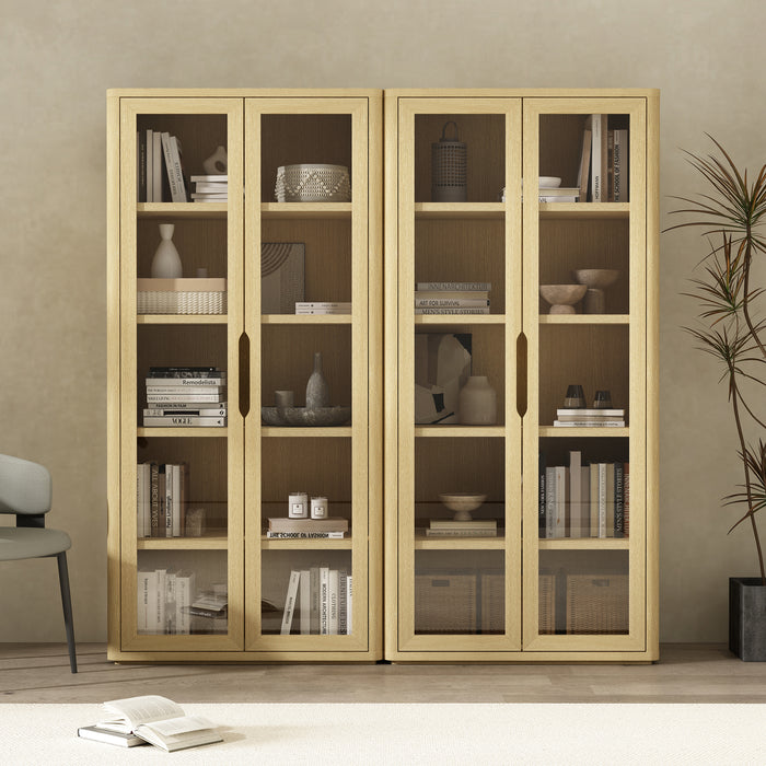 Rivington Modern 38" Bookcase Cabinet in Natural Oak - Set of 2