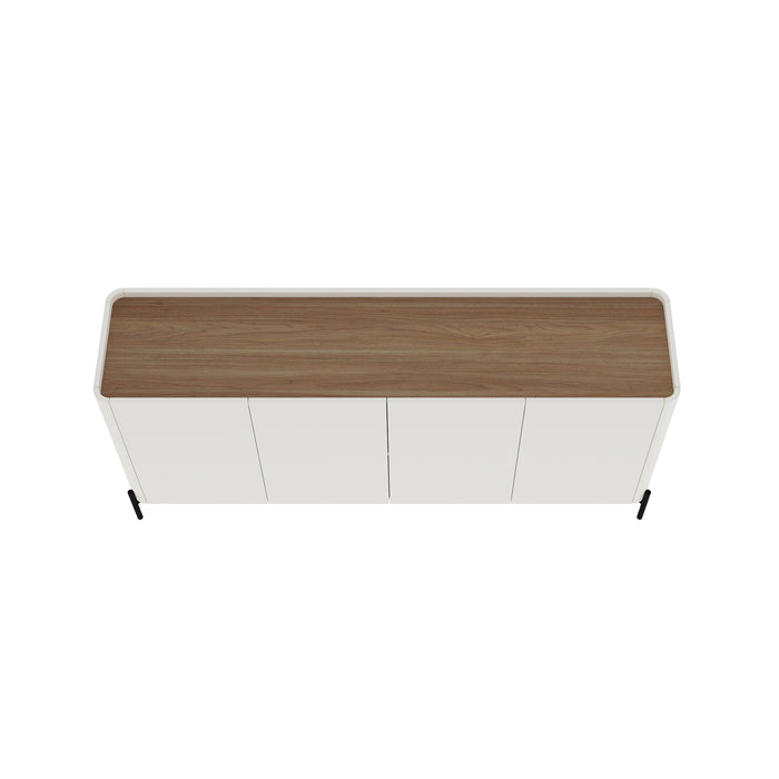 Abbey Modern 2-Piece Buffet and Bookcase in Maple and Off White