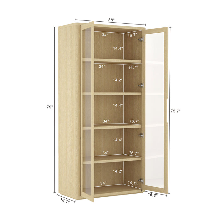 Rivington Modern 38" Bookcase Cabinet in Natural Oak - Set of 3