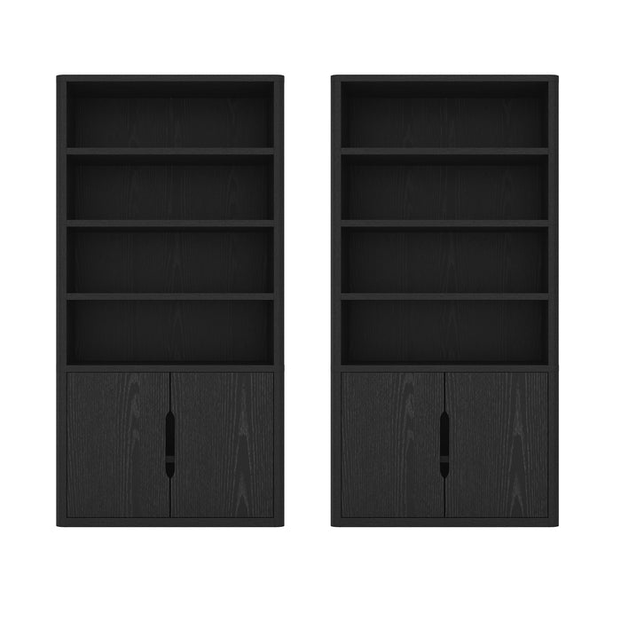 Rivington Modern 40" Bookcase Cabinet in Black - Set of 2