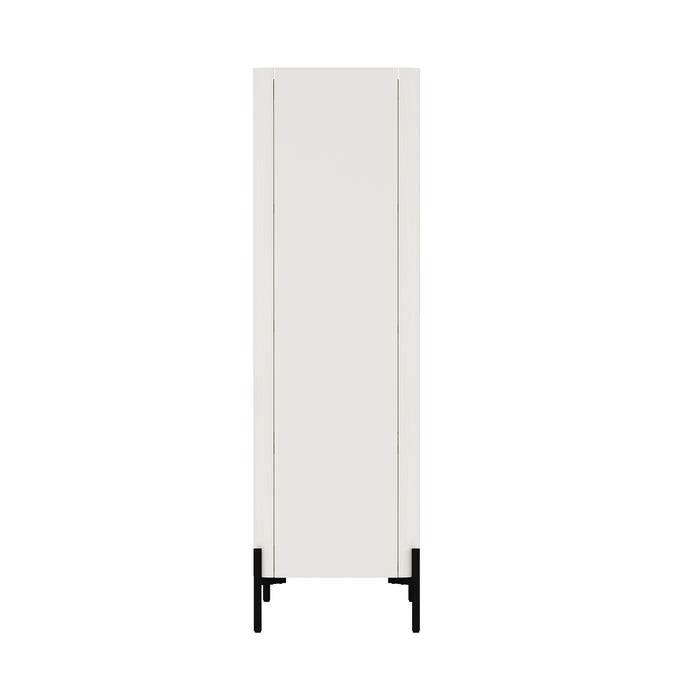 Abbey Modern 32" Tempered Glass Bookcase Cabinet in Maple and Off White (4-Shelf)