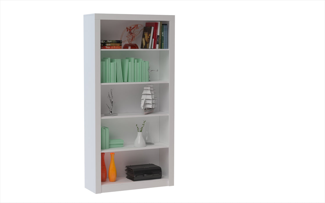 Olinda Mid-Century Modern 36" Open Bookcase in White (5-Shelf)