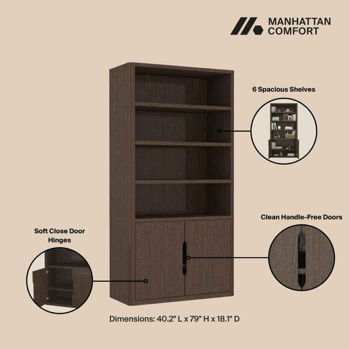 Rivington Modern 40" Bookcase Cabinet in Walnut - Set of 2