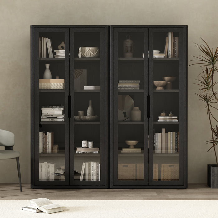 Rivington Modern 38" Bookcase Cabinet in Black - Set of 2