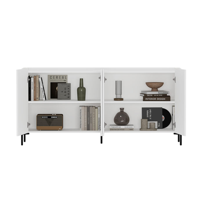 Abbey Modern 2-Piece Buffet and Bookcase in White