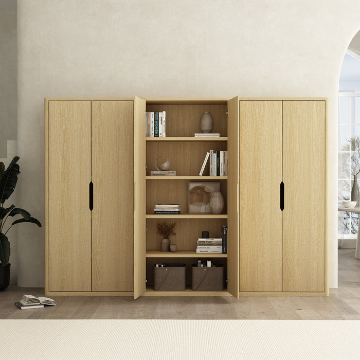 Rivington Modern 38" Bookcase Cabinet in Natural Oak - Set of 3