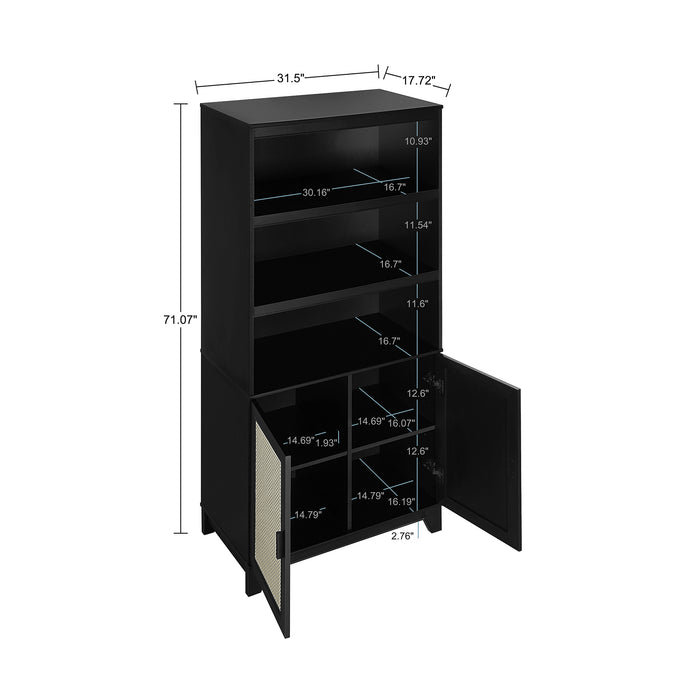 Sheridan Mid-Century Modern 31" Bookcase Cabinet in Black (7-Shelf)