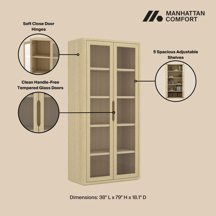 Rivington Modern 38" Bookcase Cabinet in Natural Oak
