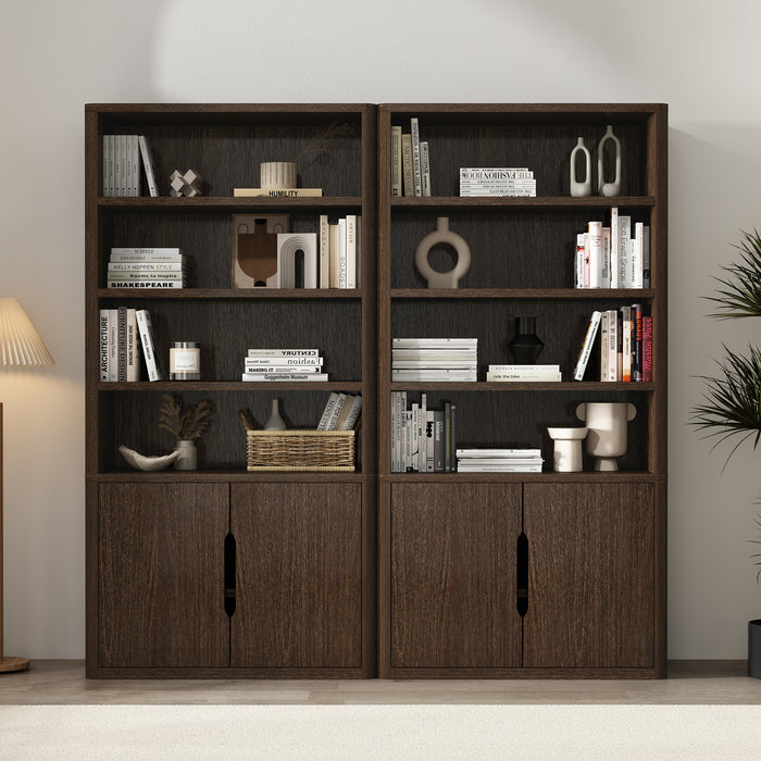 Rivington Modern 40" Bookcase Cabinet in Walnut - Set of 2
