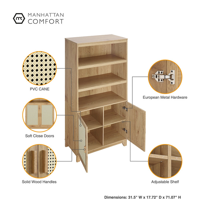 Sheridan Mid-Century Modern 31" Bookcase Cabinet in Natural (7-Shelf)
