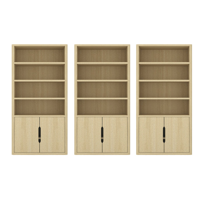Rivington Modern 40" Bookcase Cabinet in Natural Oak - Set of 3