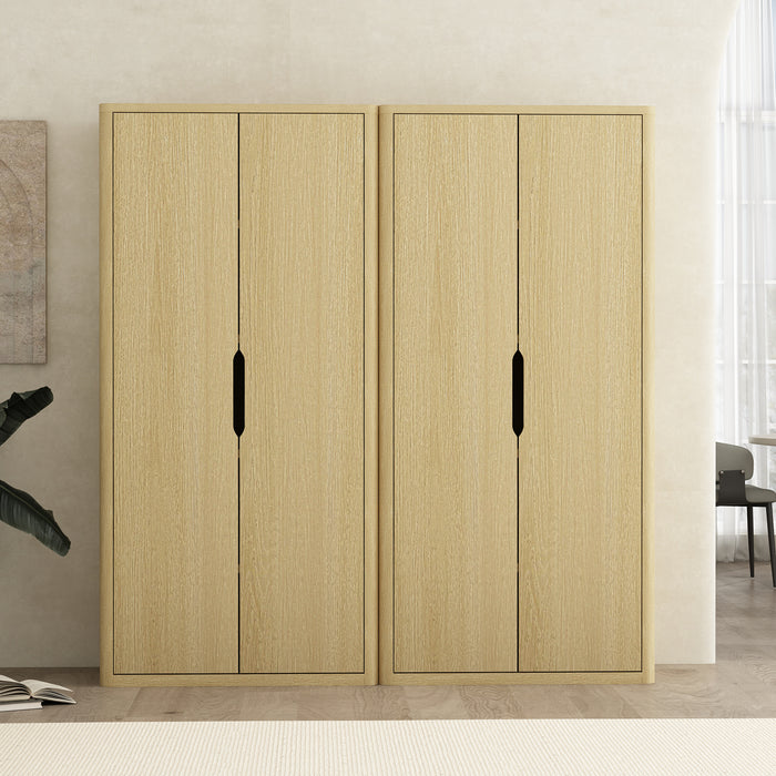 Rivington Modern 38" Bookcase Cabinet in Natural Oak - Set of 2