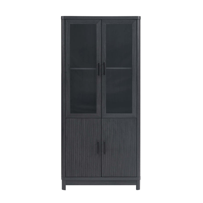 Jodie Mid-Century Modern 31" Bookcase Cabinet in Charcoal Gray (6-Shelf)