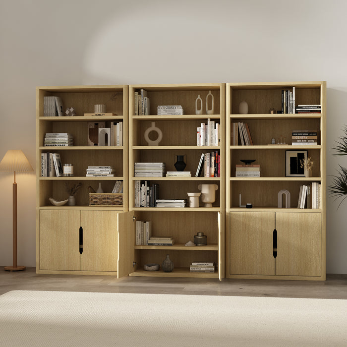 Rivington Modern 40" Bookcase Cabinet in Natural Oak - Set of 3