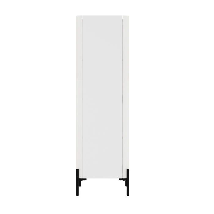 Abbey Modern 32" Tempered Glass Bookcase Cabinet in White (4-Shelf)