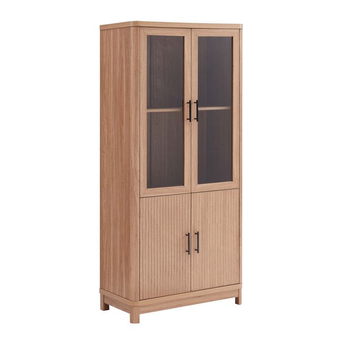 Jodie Mid-Century Modern 31" Bookcase Cabinet in Maple (6-Shelf) - Set of 3