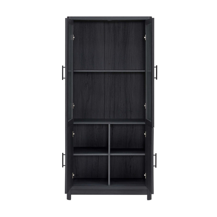 Jodie Mid-Century Modern 31" Bookcase Cabinet in Charcoal Gray (6-Shelf)