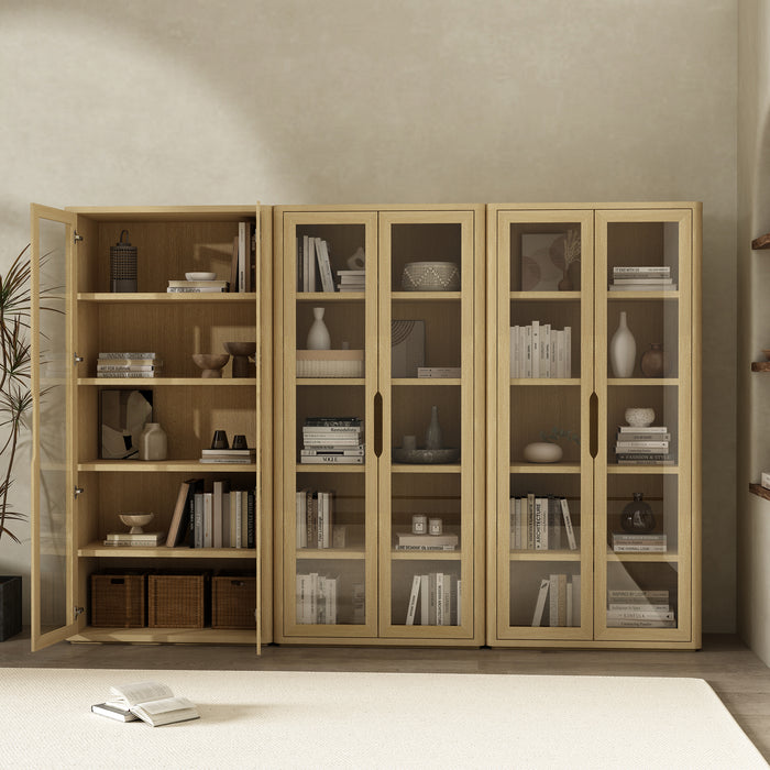 Rivington Modern 38" Bookcase Cabinet in Natural Oak - Set of 3