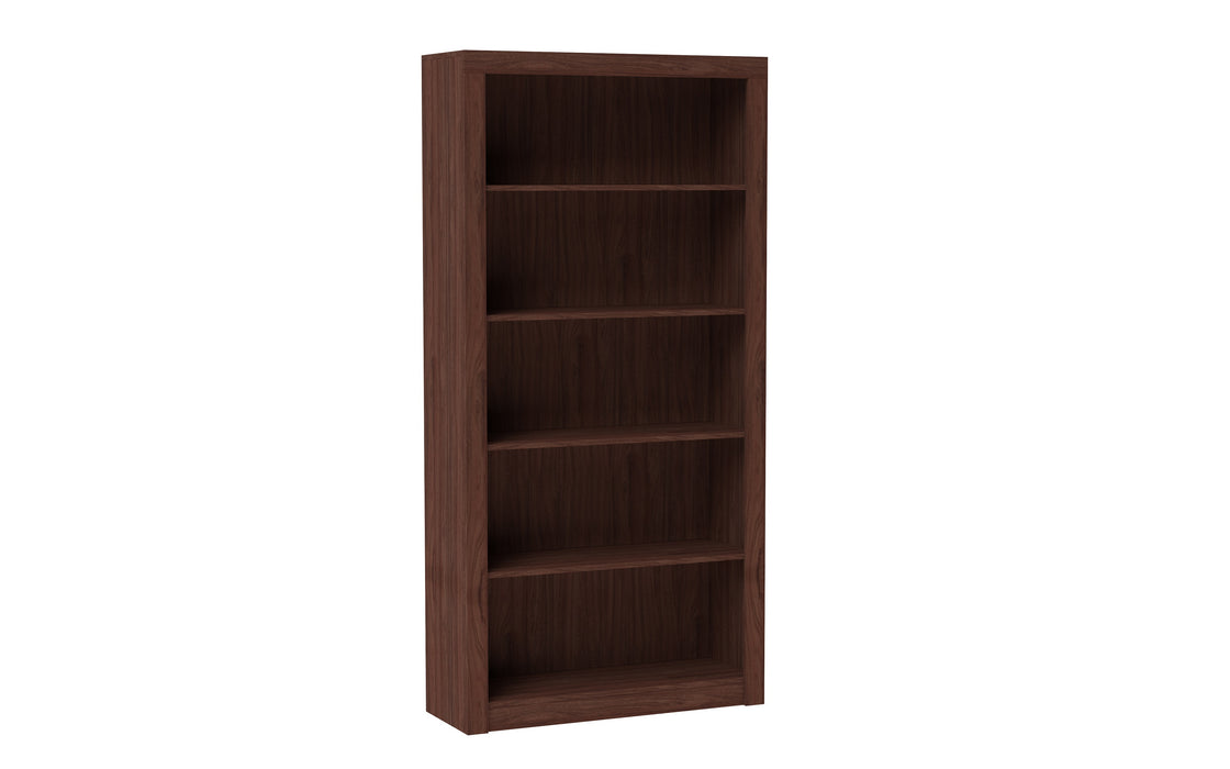 Olinda Mid-Century Modern 36" Open Bookcase in Walnut Brown (5-Shelf)