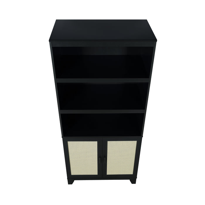 Sheridan Mid-Century Modern 31" Bookcase Cabinet in Black (7-Shelf)