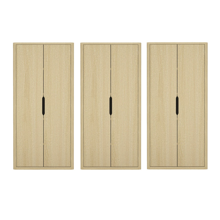 Rivington Modern 38" Bookcase Cabinet in Natural Oak - Set of 3