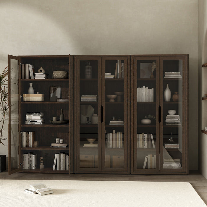 Rivington Modern 38" Bookcase Cabinet in Walnut - Set of 3