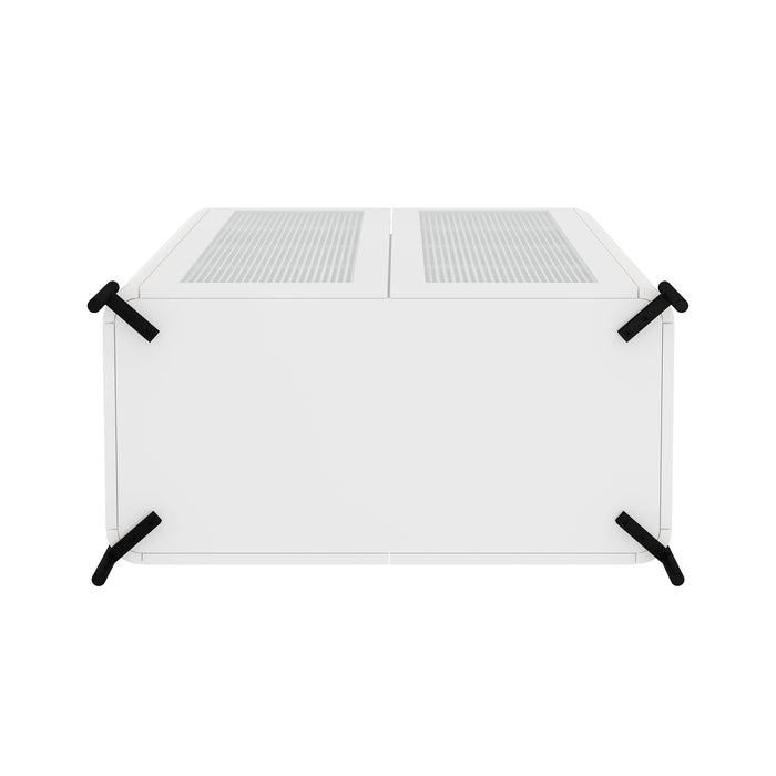 Abbey Modern 32" Tempered Glass Bookcase Cabinet in White (4-Shelf) - Set of 2