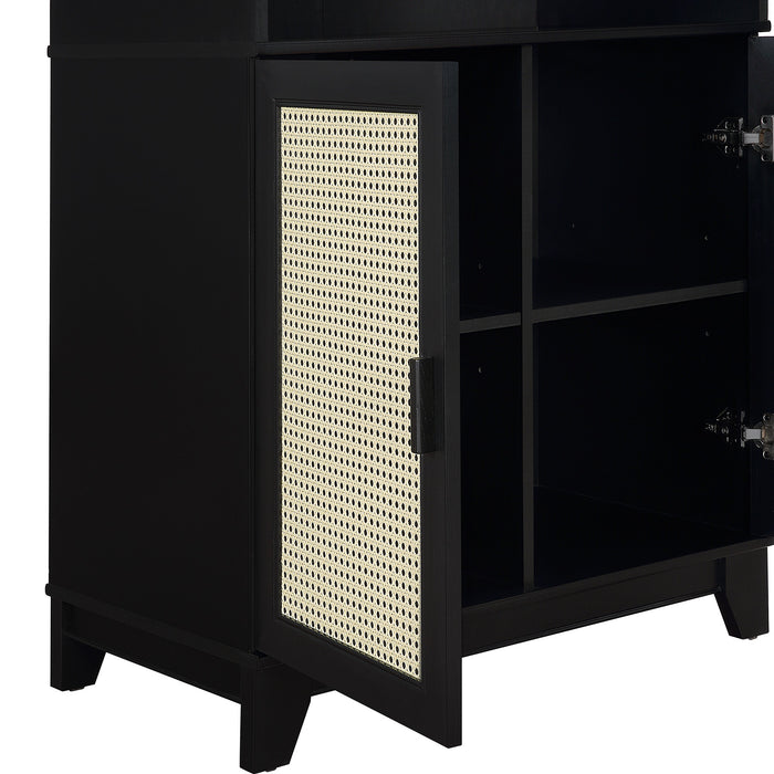 Sheridan Mid-Century Modern 31" Bookcase Cabinet in Black (7-Shelf)